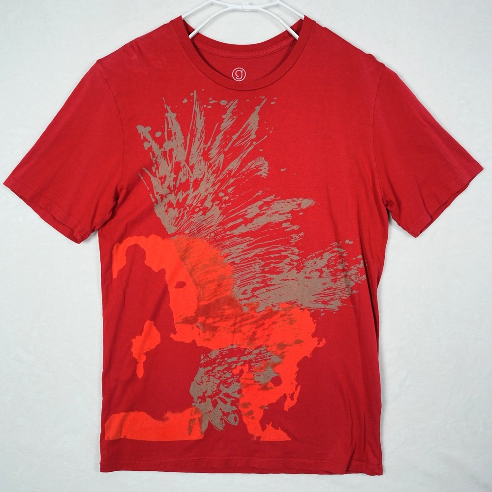 Gramicci Mens Red Abstract Graphic‎ T-Shirt Large Organic Cotton Made in USA
